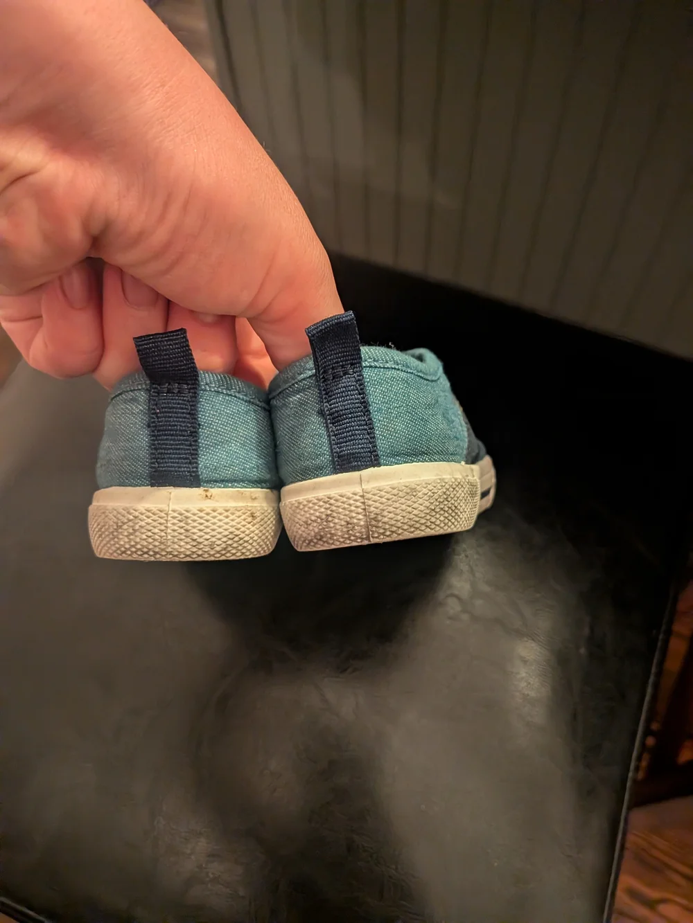 Carter's Toddler Denim-Look Sneakers with Teal Trim and Orange Laces
